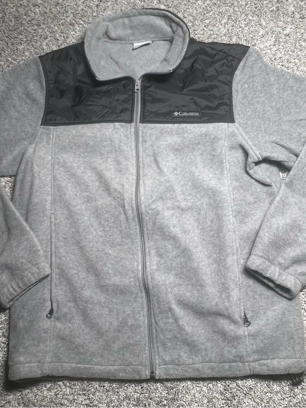 Columbia Light Gray Fleece Jacket with Black Trim
